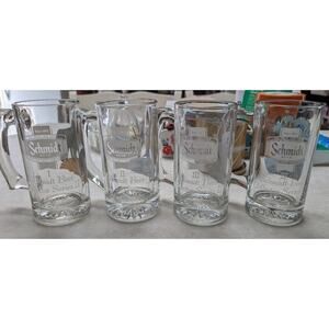 🍀Set of 4 Vintage Schmidts Beer Collector Series 2 Glasses
